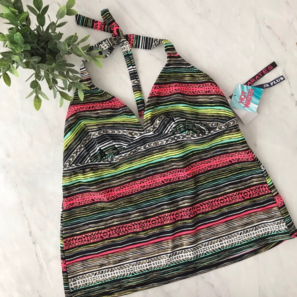 Tankini With Neon and Gold Accents
